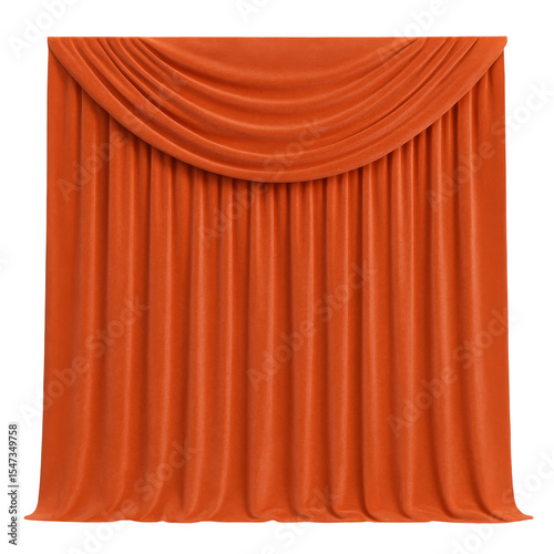 Orange Velvet Curtain: Luxurious orange velvet curtain with elegant draping, ideal for theatrical productions, events, or home decor.  Creates a sophisticated and dramatic backdrop. 