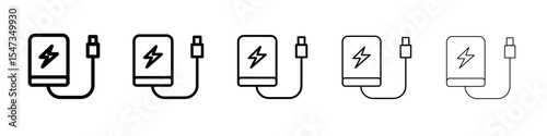 Power bank icon flat illustration set logo