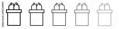 Press conference icon flat illustration set logo