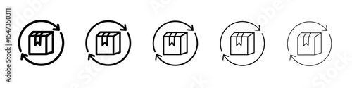 product return Box icon flat illustration set logo
