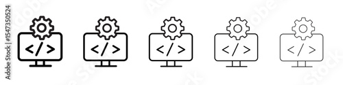 Programmer icon flat illustration set logo