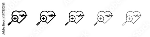 pulse heart check up icon flat illustration set logo