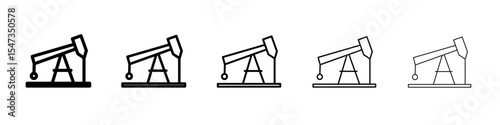 pumpjack icon flat illustration set logo