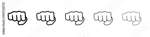 punch fist hand icon flat illustration set logo