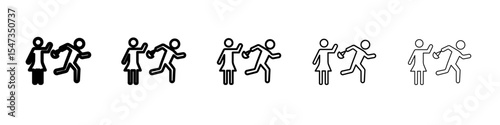 Purse snatcher icon flat illustration set logo