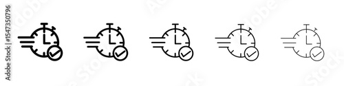 Quick approval icon flat illustration set logo