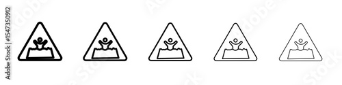 Quicksand and Mud Danger Sign icon flat illustration set logo