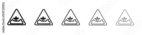 Quicksand and Mud Danger Sign icon flat illustration set logo