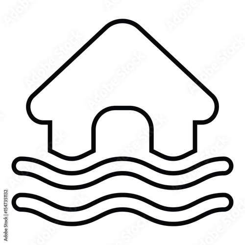flooding line icon design. flooding thin black outline symbol vector illustration. editable stroke icon on transparent background.