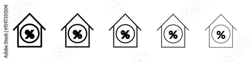 Rate for mortgage icon flat illustration set logo