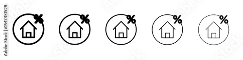 Rate for mortgage icon flat illustration set logo