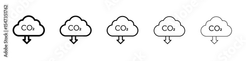 Reduce carbon dioxide co2 icon flat illustration set logo