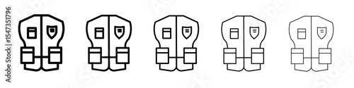 Reflective Police Vest icon flat illustration set logo