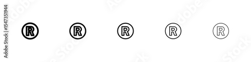 Registered trademark symbol flat illustration set logo