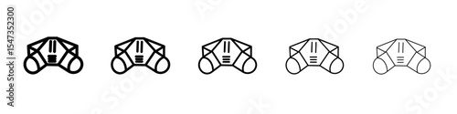 Respirator with filter cartridges icon flat illustration set logo