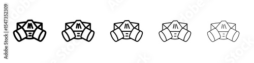Respirator with filter cartridges icon flat illustration set logo