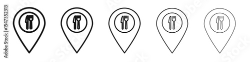 Restaurant icon flat illustration set logo