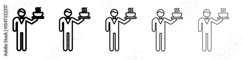 restaurant Waiter icon flat illustration set logo