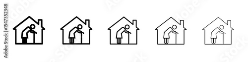 Retirement home icon flat illustration set logo