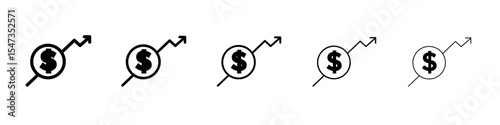 Rise price icon flat illustration set logo