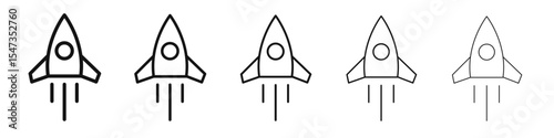 Rocket launch icon flat illustration set logo