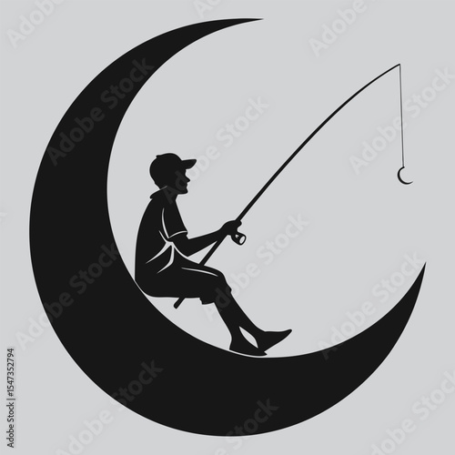 Dreamcatcher on the Crescent Moon silhouette vector design art and illustration