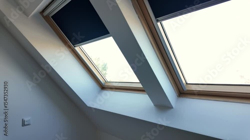 Interior of a roof windows. Dormer windows. Roof windows, Skylight