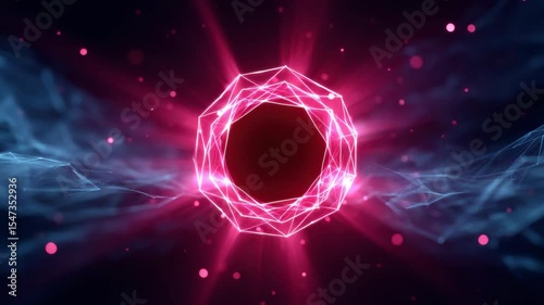 Futuristic glowing pink geometric abstract digital background with polygonal lines, vibrant energy, and dynamic light effects, creating modern polygon energy light visual