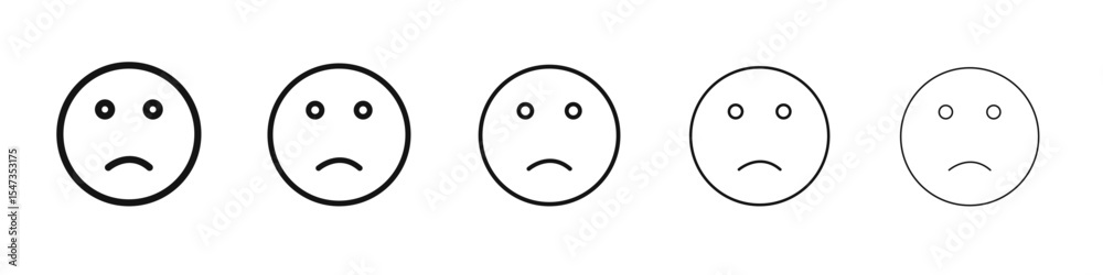 Fototapeta premium Sad icon flat illustration set logo