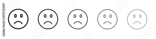 Sad icon flat illustration set logo