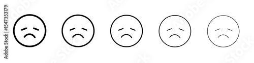 sad icon flat illustration set logo