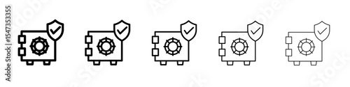 Safe vault box icon flat illustration set logo