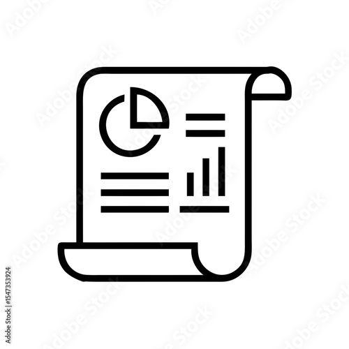 Minimal Line Art Report Document Icon with Charts and Data