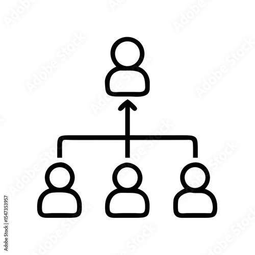 Minimal Line Art Organizational Hierarchy Icon with People Structure