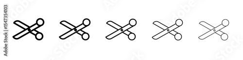 Scissors cutting icon flat illustration set logo