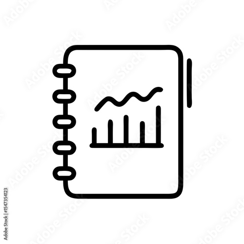 Notebook with Analytics Chart Icon – Business Report Outline Vector