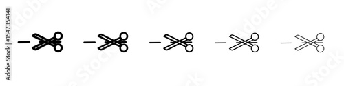 Scissors trim cut icon flat illustration set logo