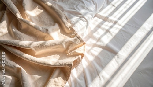 Soft Natural Light Filters Through Delicate Fabric on a Neatly Made Bed in a Serene Bedroom Setting