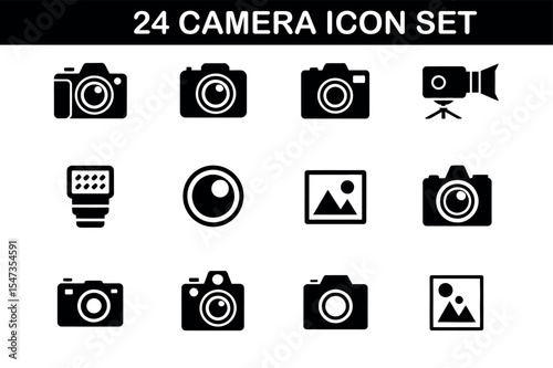 24 Camera Icon Set - Minimal, Modern, Editable Design