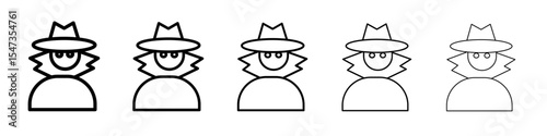 Secret agent icon flat illustration set logo