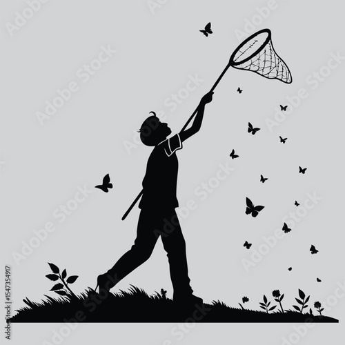 Catching the Moonlight silhouette vector design art and illustration