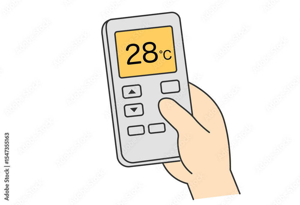 Obraz premium Air Conditioner Remote Control Set to 28°C