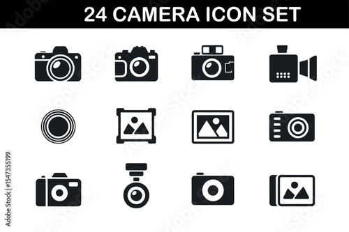 24 Camera Icon Set - Minimal, Modern, Editable Design