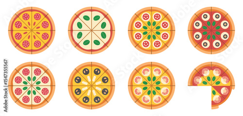 Assorted Delicious Pizzas with Various Toppings