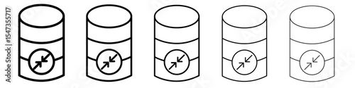 Shrink database icon flat illustration set logo
