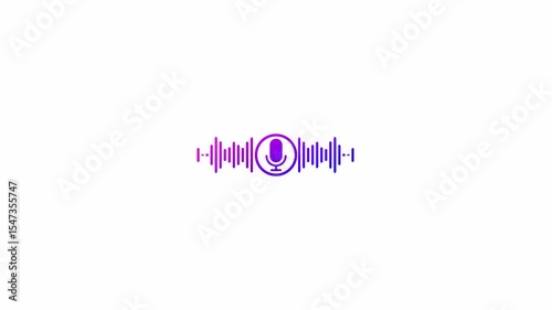 Podcast recording microphone icon with digital sound wave, Podcast recording Audio Icon with Microphone and waveform equalizer with alpha channel.