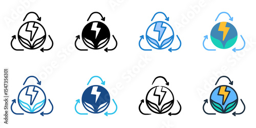 Renewable Energy Technology icon set multiple style collection 
