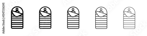 Sleeping bag icon flat illustration set logo