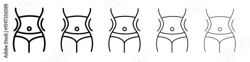 Slim, weight loss icon flat illustration set logo