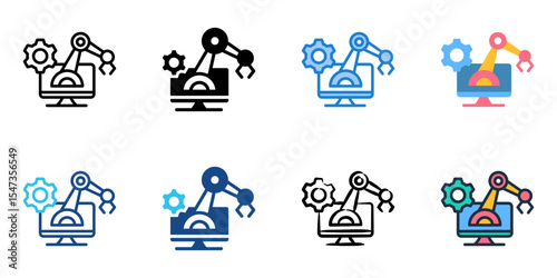 Advanced Manufacturing icon set multiple style collection 
